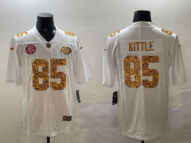 Men San Francisco 49ers #85 Kittle White Panther pattern Nike 2025 Limited NFL Jersey style 4